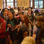 Students attending college fair